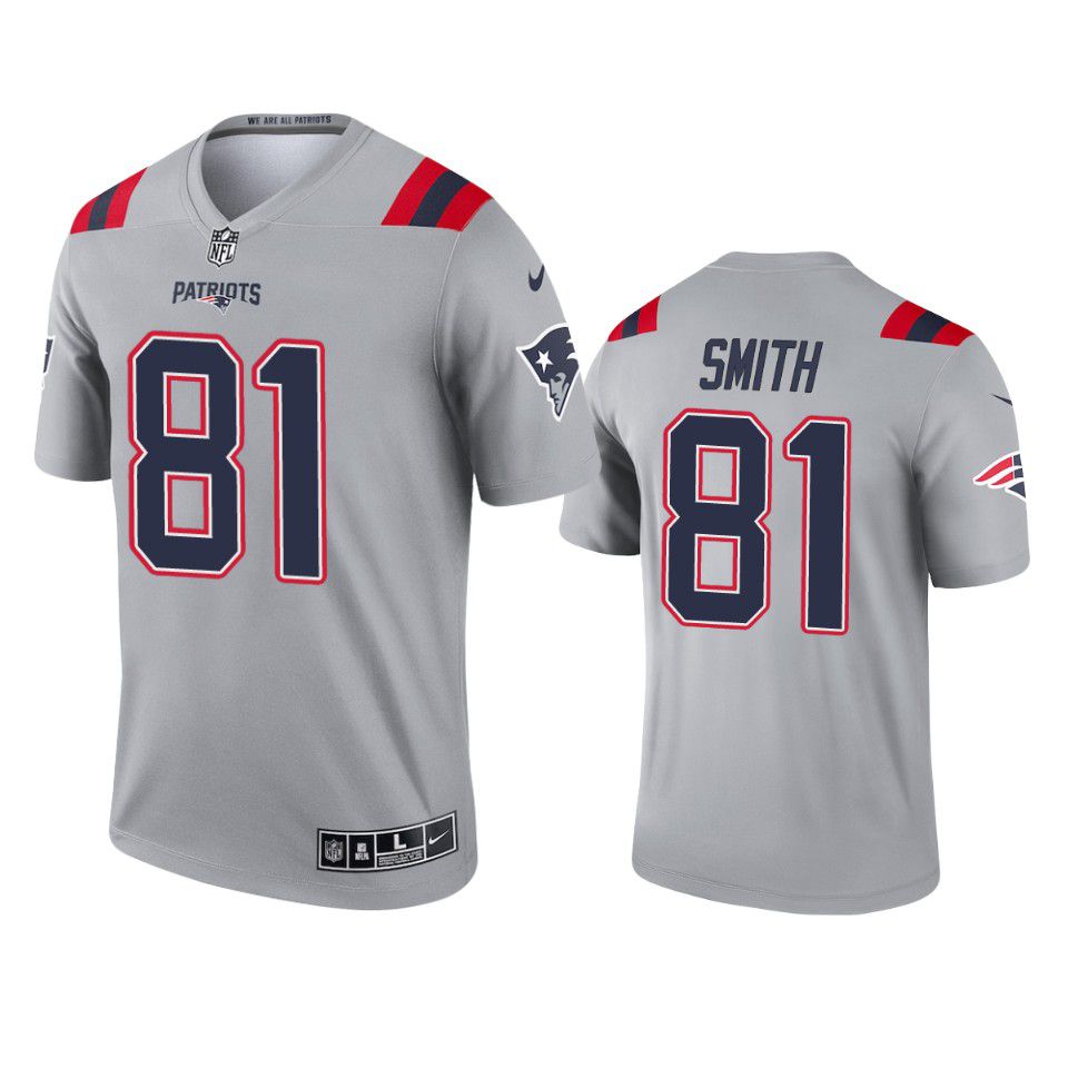 Men New England Patriots #81 Jonnu Smith Nike Grey Inverted Legend NFL Jersey